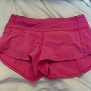 Sonic pink Lululemon speed up shorts size 4 2.5 length